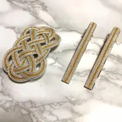 ハンドメイド 水引バレッタ 結びモチーフ