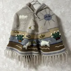 アミナコレクション　フード付きマント　ポンチョ　刺繍　120㎝
