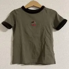 ai arai 犬刺繍入り ベロアパイピング Tシャツ 100cm