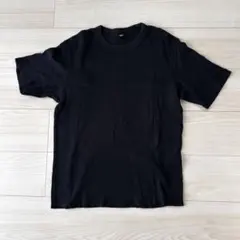 UNIQLO ユニクロ　ワッフルクルーネックT サイズM ブラック黒