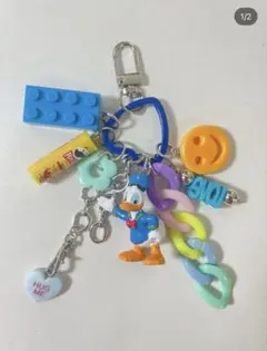 84】バナナの男の子とハートのじゃらじゃらキーホルダー バッグ