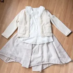 110〜120 セットアップ　女の子　ジャケットzara スカートGU ホワイト