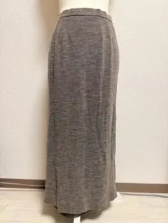 ブラウン系ニットタイトスカート スリット入り