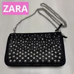 【美品】スタッズ チェーン ショルダーバッグ クラッチバッグ 【ZARA】