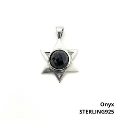 ●六芒星・オニキス●シルバーネックレストップ●STERLING925●ペンダント