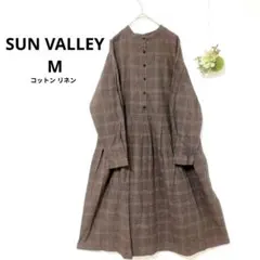 美品 サンバレー ゆったり 微起毛 2way 前後着 チェック ワンピース