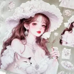 DieCut 5D立体浮き彫り ステッカー コラージュ素材 シール 5D37