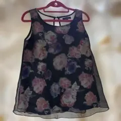 花柄シフォンノースリーブチュニック rienda フリーサイズ ギャル服