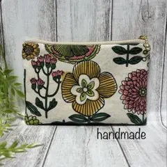 【ハンドメイド】北欧柄 花柄☆ポーチ 小物入れ ペンケース 化粧ポーチ