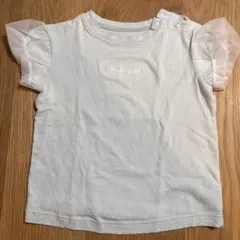 ベビー 半袖Tシャツ チュール袖 ライトブルー