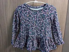 GAP　ネイビー花柄フリルカットソー　95センチ