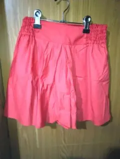 赤 フレアスカート ゴムウエスト