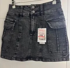 デニムカーゴミニスカート　黒