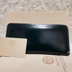 美品 ガンゾ 長財布 ダークグリーン コードバン ラウンドファスナー 緑 馬革のサムネイル