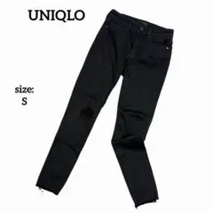 ユニクロジーンズ スキニーデニム ダメージ ストレッチ カットアウト 通年 春