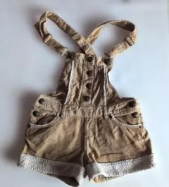 Mサイズ ベージュ コーデュロイ オーバーオール ショートパンツ 訳あり