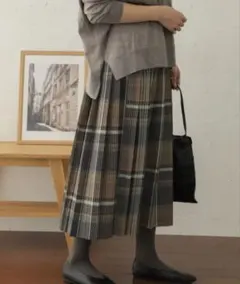 URBAN RESEARCH DOORS チェックプリーツロングスカート