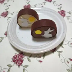 フェルトおままごと　お月見うさぎのロールカステラ2個セット