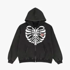 TREASURE PULSE ON ジップアップフーディー ブラック