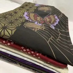 中*弓様 ま-545着物　蝶柄　ポリエステル　洗える着物　まとめ売り　8枚