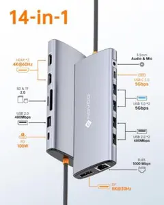【出血特価】14-in-1　Type-C　ドッキングステーション　超絶便利！