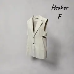 Heather ロングジレ ベスト ノースリーブジャケット アイボリー Fのサムネイル