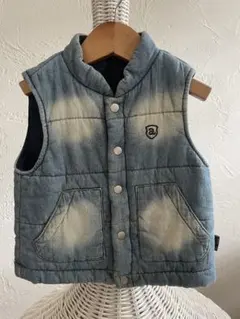 apres les cours キッズ ダウンベスト 90cm デニムブルー
