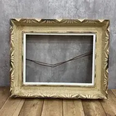 【アンティーク調】油絵額縁 F4サイズ 彫り装飾 ゴールドベージュ 額縁 フレー