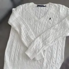 【極美品】RALPH LAUREN SPORT ホワイト Vネックセーター