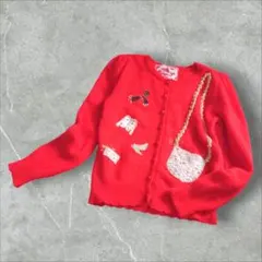 【希少/美品】Gosia ヴィンテージ カーディガン 赤 パフスリーブ