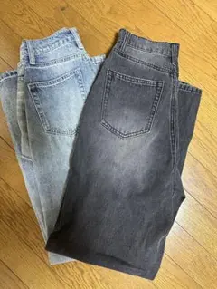 カッティングデザイン ワイドレッグデニムパンツ
