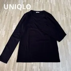 【未使用】UNIQLO◇エクストラファインコットン ブラック 長袖 Tシャツ Ｌ