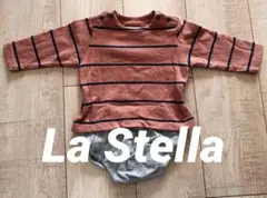 la stella 長袖ボーダーロンパース　70コットン100%