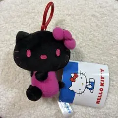 ハローキティ カラビナ付マスコット ブラック＆ピンク　ぬいぐるみ　サンリオ