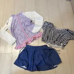 ラッシュガード・ストライプトップ・スカート3点セット
