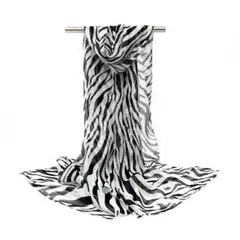 ゼブラ柄 シフォンストール 白黒