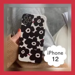 ✨数量限定✨❣️当店大人気❣️【iPhone12ケース】花柄  北欧デザイン 黒