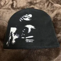 グラフィックプリント ニット帽 黒未使用