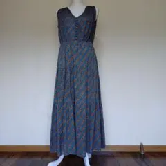 花柄ノースリーブロングティアードワンピース