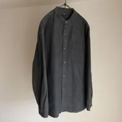 UNIQLO ユニクロ　デニムオーバーサイズスタンドカラーシャツ　ブラック　L