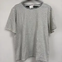 no.1873グレーボーダー柄 クルーネック 半袖Tシャツ
