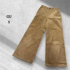 GU ジーユー コーデュロイ ワイドパンツ キャメル S