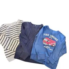 長袖カットソー 3点セット グレー ネイビー ブルー