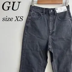 【新品】 GU レディース ハイウエスト ストレートジーンズ ブラック XS