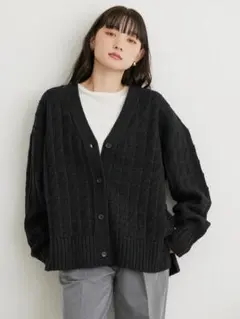 734.AMERICAN HOLICスクエア柄Vネックニットカーディガン