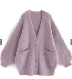薄紫色フワフワオーバーサイズカーディガン