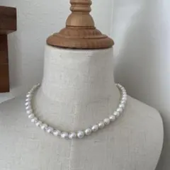 天然淡水パール　バロック　小粒　セミラウンド　天然色　ネックレス　ハンドメイド