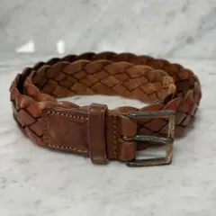ラルフローレン 90s ゴールドバックル レザーメッシュベルト