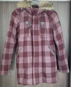 チェック柄ダッフルコート フード付き