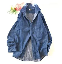 c303　ユニクロ　【M】シャツ　長袖　デニムシャツ　男女兼用